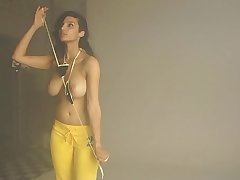 Shanaya in yellow pajamas strip naked